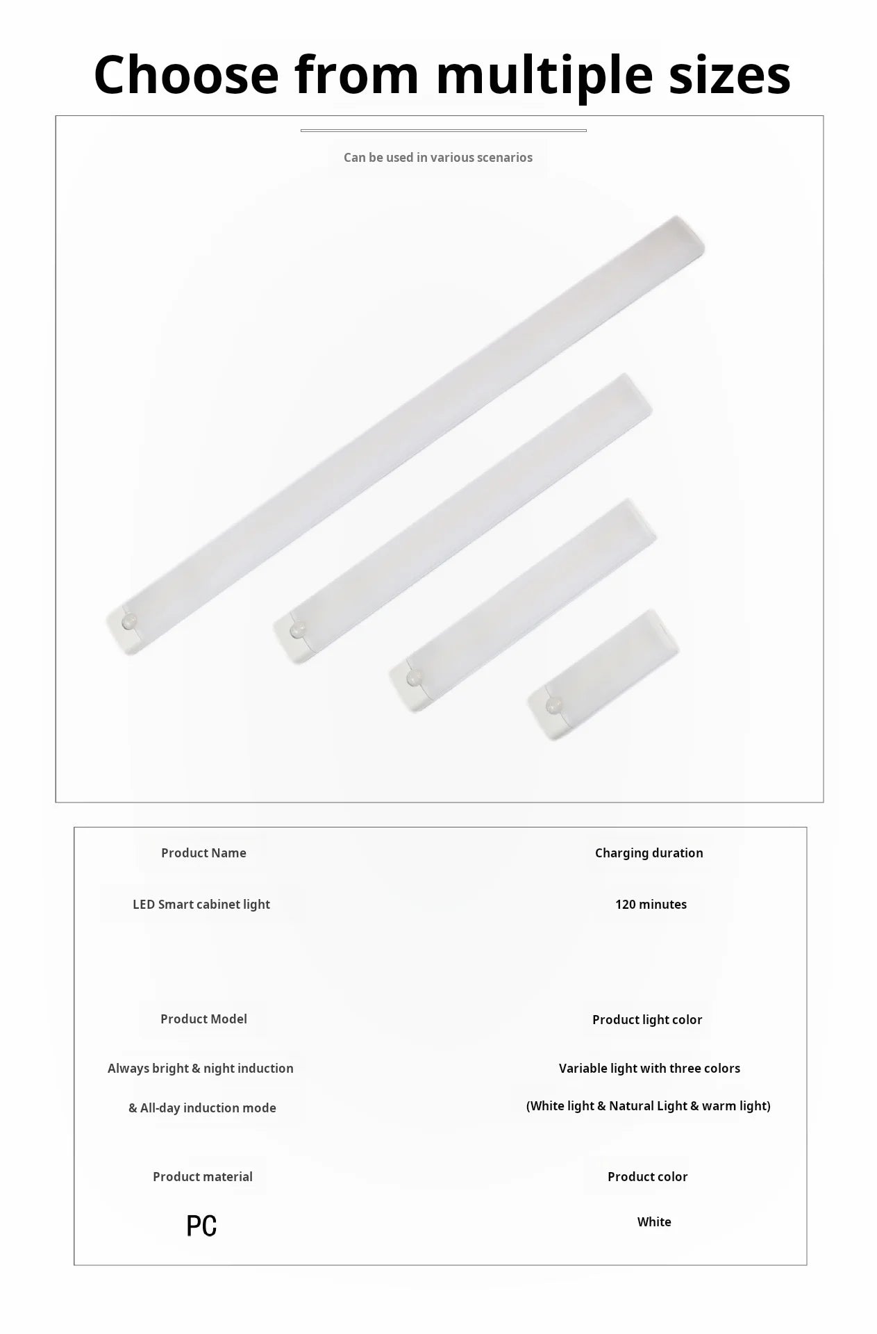 Wireless LED Motion Sensor Cabinet Light - Rechargeable