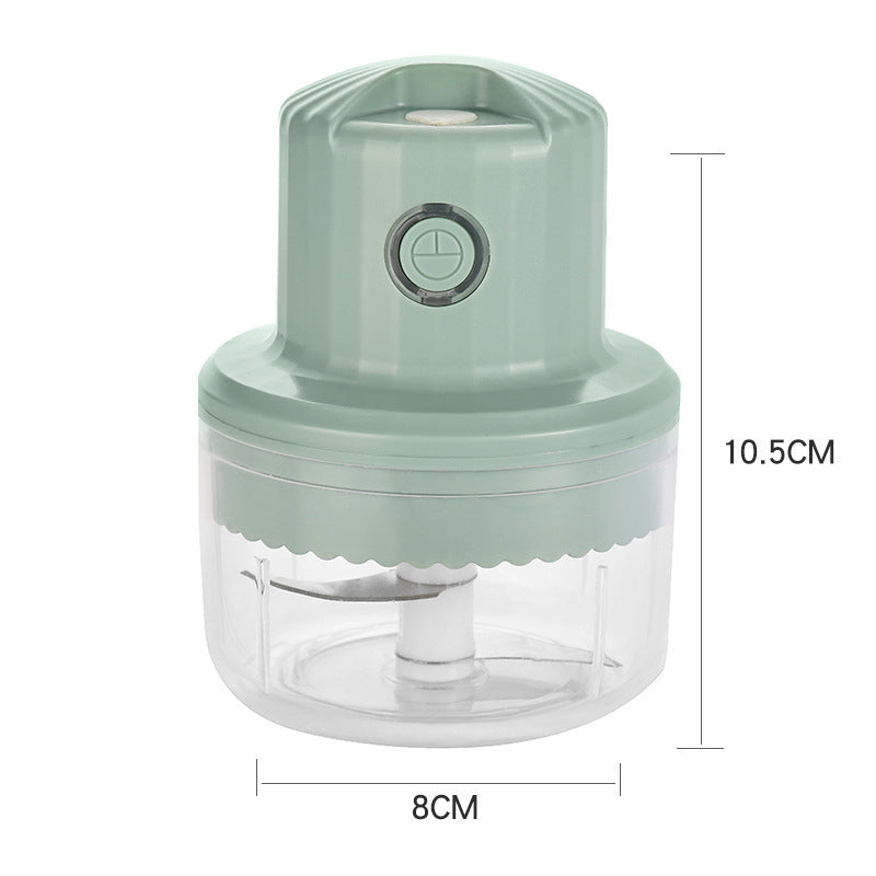 Green kitchen chopper with dimensions on a white background