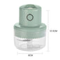 Green kitchen chopper with dimensions on a white background