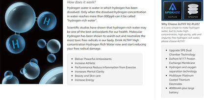 Hydrogen Water Generator Bottle | ALTHY DuPont PEM SPE 420ml – Yarra Essentials