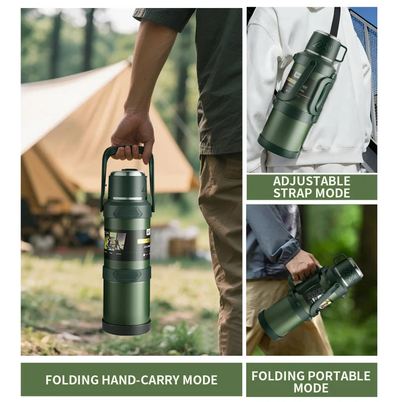 Large Stainless Steel Vacuum Thermos Flask – Double Walled Insulated Bottle for Hot & Cold Drinks