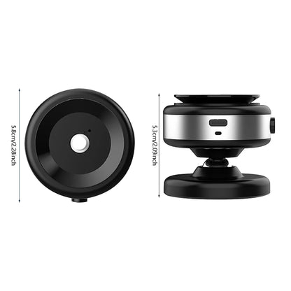 Black and silver suction cup with dimensions on a white background