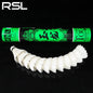 Badminton shuttlecocks with green RSL packaging on a black background