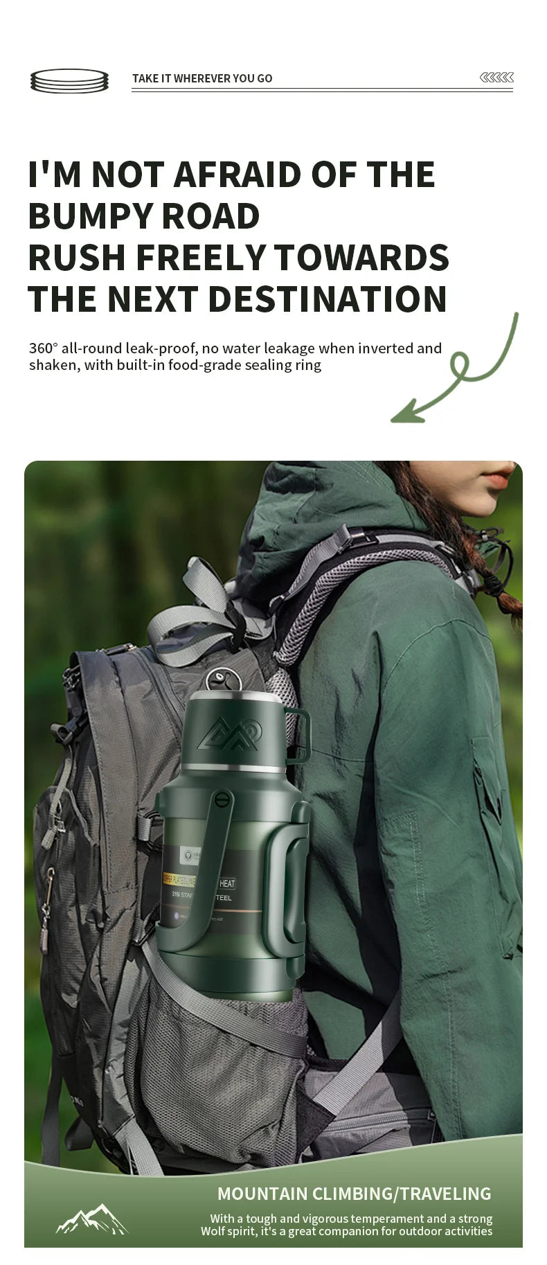 Large Stainless Steel Vacuum Thermos Flask – Double Walled Insulated Bottle for Hot & Cold Drinks