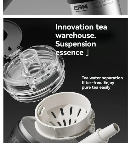 Ceramic Lined Insulated Tumbler with Straw & Handle – 1200ml Stainless Steel Vacuum Flask