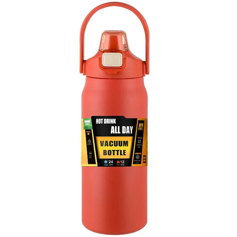 Stainless Steel Insulated Water Bottle with Straw – Vacuum Flask for Hot & Cold Drinks