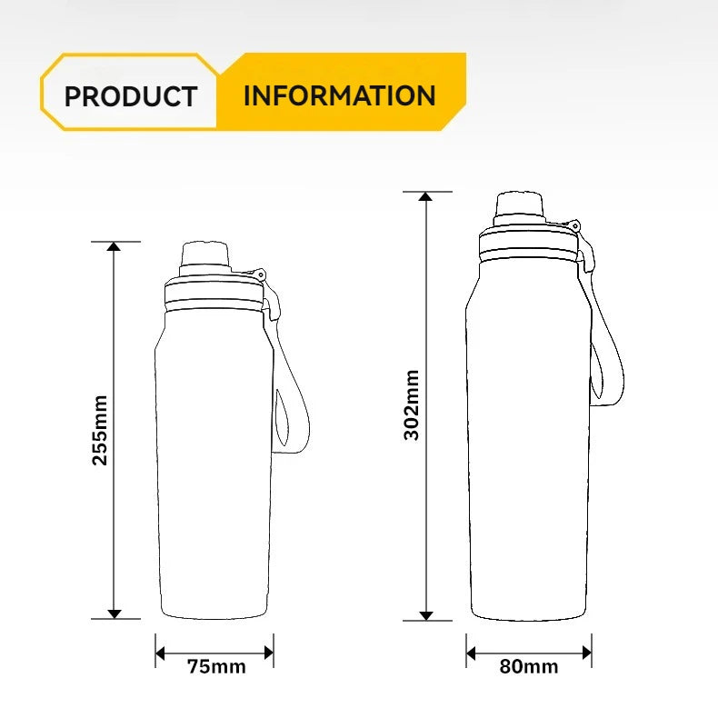Insulated Water Bottle with Handle – Stainless Steel Vacuum Flask for Outdoor Sports