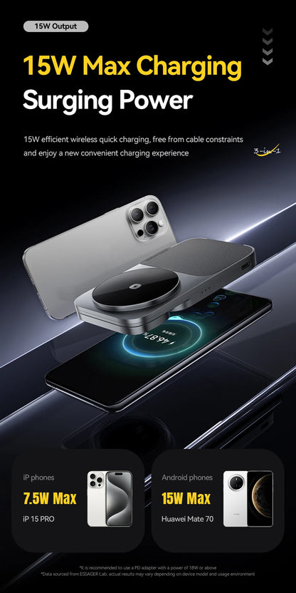 Essager 3-in-1 Wireless Charger Stand 15W – MagSafe Compatible for iPhone, Apple Watch & AirPods