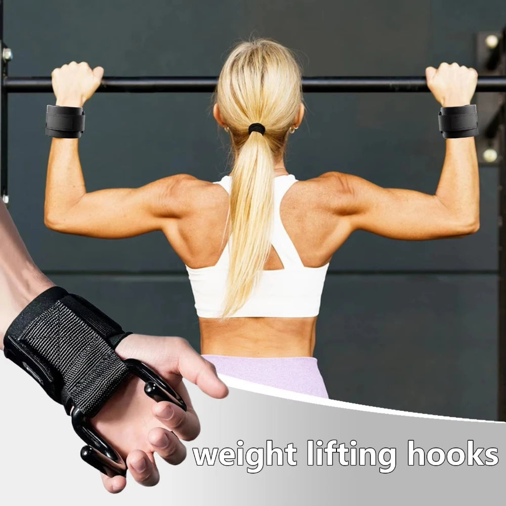 Weightlifting Wrist Straps - Pull-Up Assist Hooks (2 Pack)