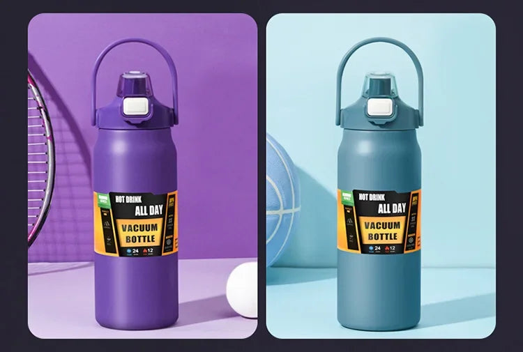 Stainless Steel Insulated Water Bottle with Straw – Vacuum Flask for Hot & Cold Drinks