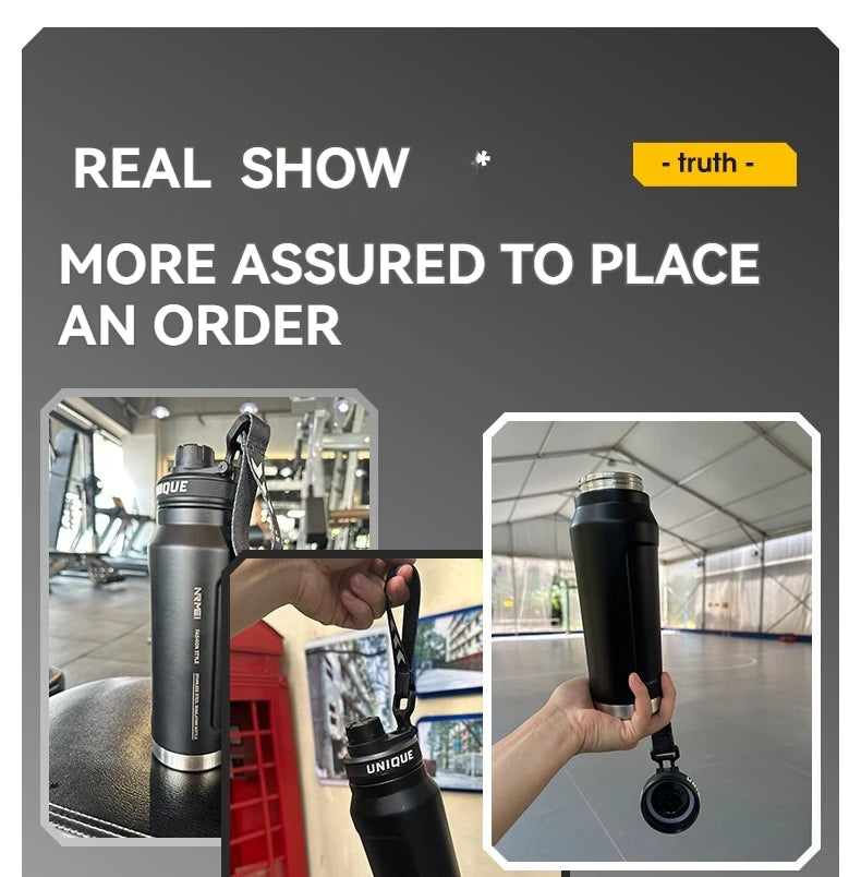 Insulated Water Bottle with Handle – Stainless Steel Vacuum Flask for Outdoor Sports