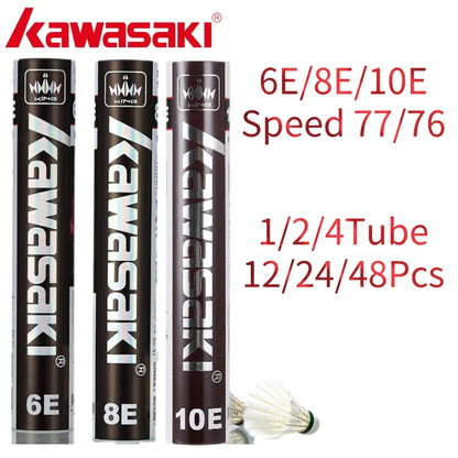 Kawasaki King Series 8E/10E Club & Training Badminton Shuttlecocks – Goose Feather, Speed 76/77