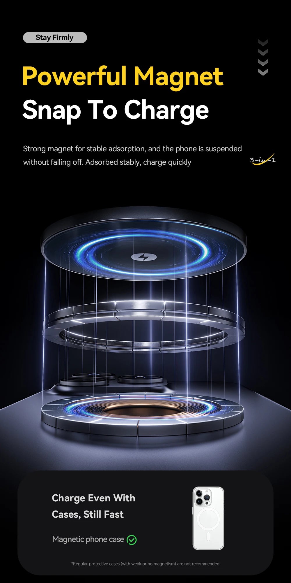 Essager 3-in-1 Wireless Charger Stand 15W – MagSafe Compatible for iPhone, Apple Watch & AirPods