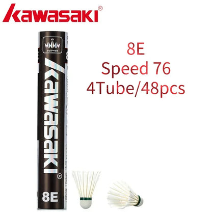 Kawasaki Badminton Shuttlecocks – Goose Feather 8E/10E, Speed 76/77 (12 Pack)
