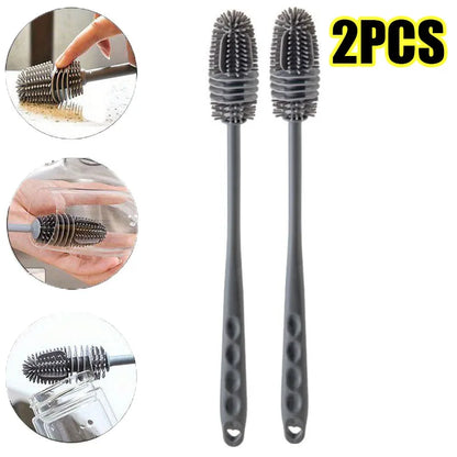 Silicone Bottle Brush - Long Handle Cleaning Brush for Baby Bottles, Thermoses & Glassware