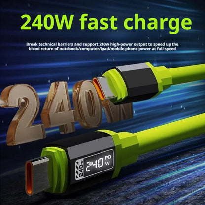 240W Fast Charging USB to Type-C, Type-C to Type-C Data Cable, For Huawei Xiaomi Samsung OPPO VIVO(No digital display)