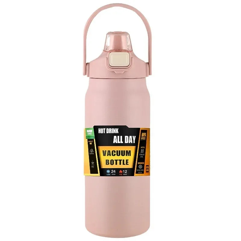 Stainless Steel Insulated Water Bottle with Straw – Vacuum Flask for Hot & Cold Drinks