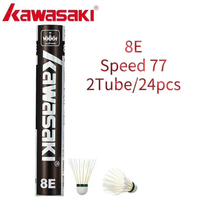 Kawasaki King Series 8E/10E Club & Training Badminton Shuttlecocks – Goose Feather, Speed 76/77