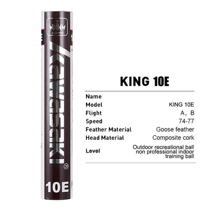 Kawasaki King Series 8E/10E Club & Training Badminton Shuttlecocks – Goose Feather, Speed 76/77