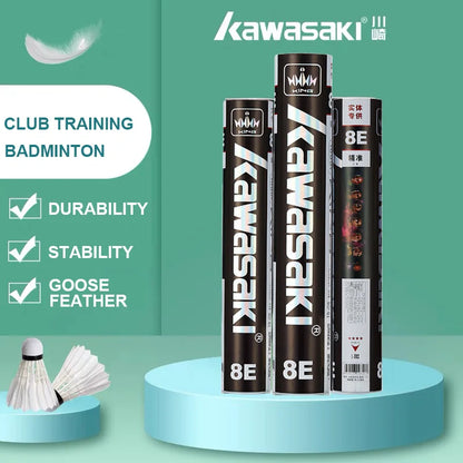 Kawasaki King Series 8E/10E Club & Training Badminton Shuttlecocks – Goose Feather, Speed 76/77