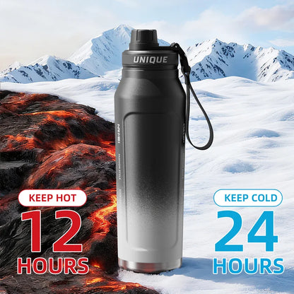 Insulated Water Bottle with Handle – Stainless Steel Vacuum Flask for Outdoor Sports