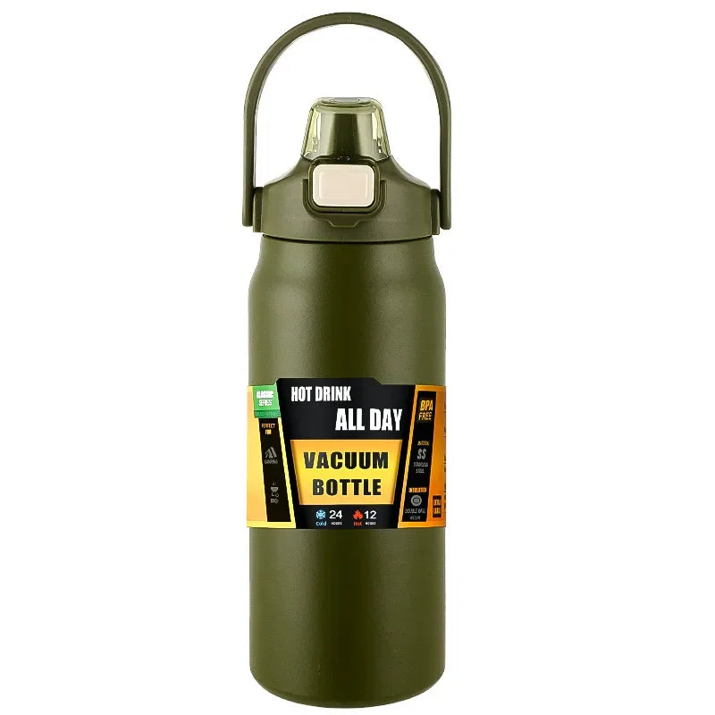 Stainless Steel Insulated Water Bottle with Straw – Vacuum Flask for Hot & Cold Drinks