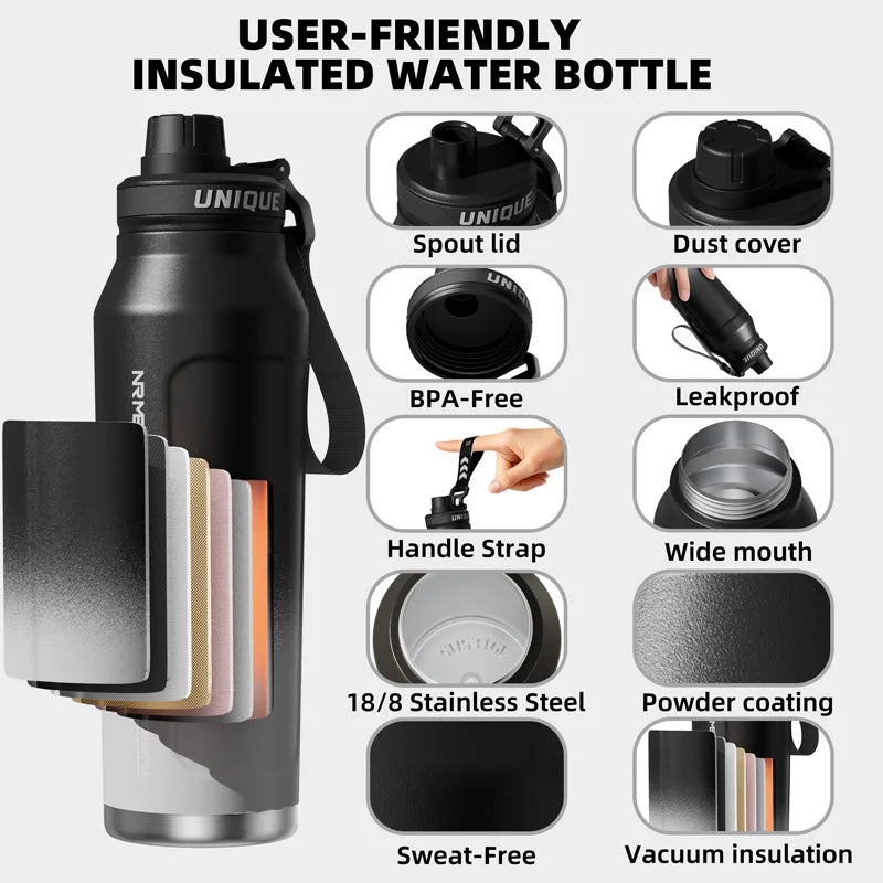 Insulated Water Bottle with Handle – Stainless Steel Vacuum Flask for Outdoor Sports