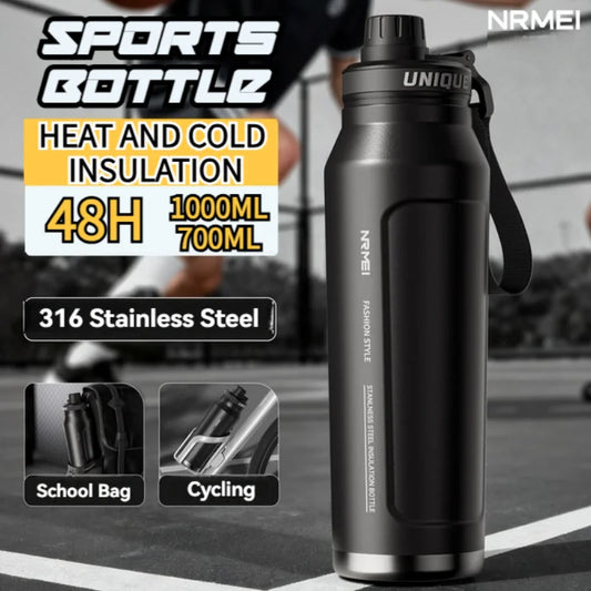 Insulated Water Bottle with Handle – Stainless Steel Vacuum Flask for Outdoor Sports
