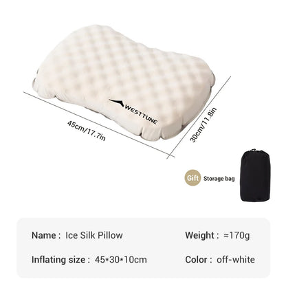 Ice Silk Pillow with Westtune branding and dimensions on a white background