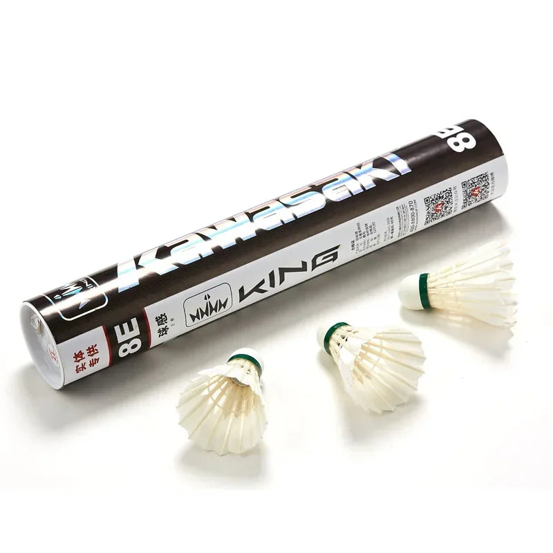 Kawasaki King Series 8E/10E Club & Training Badminton Shuttlecocks – Goose Feather, Speed 76/77