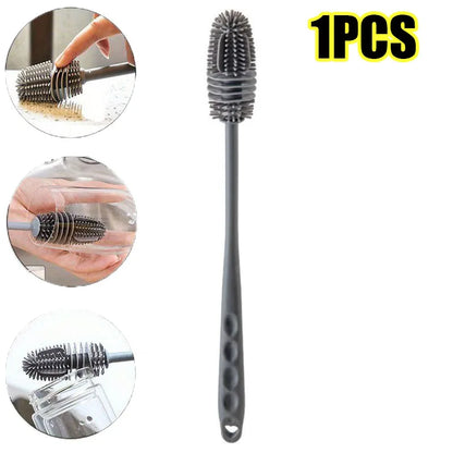Silicone Bottle Brush - Long Handle Cleaning Brush for Baby Bottles, Thermoses & Glassware