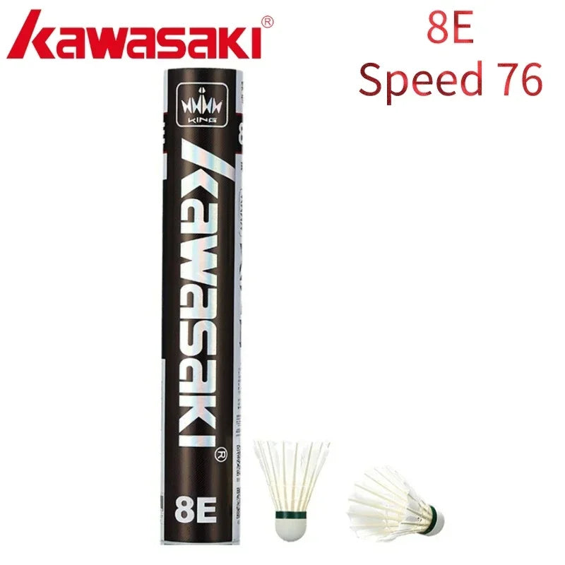Kawasaki King Series 8E/10E Club & Training Badminton Shuttlecocks – Goose Feather, Speed 76/77