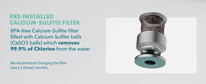 Calcium-sulfite filter with text on a gray background