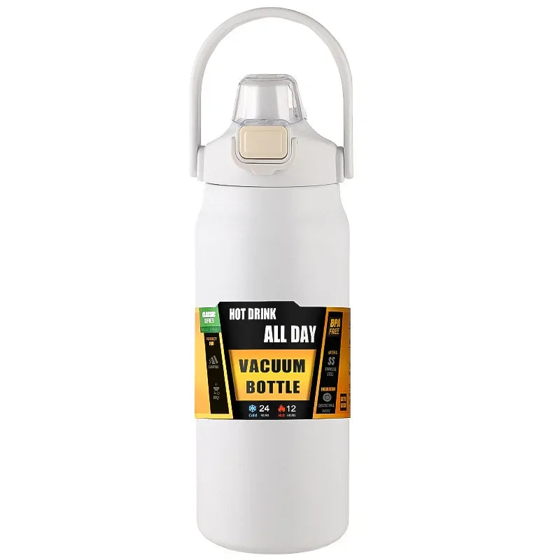 Stainless Steel Insulated Water Bottle with Straw – Vacuum Flask for Hot & Cold Drinks