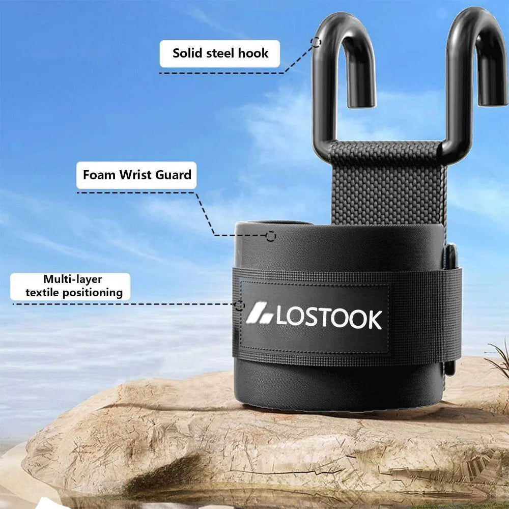 Weightlifting Wrist Straps - Pull-Up Assist Hooks (2 Pack)