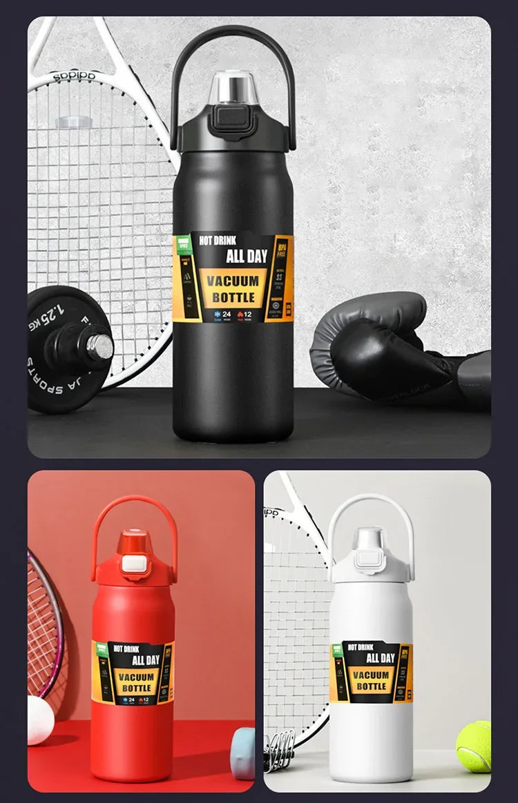 Stainless Steel Insulated Water Bottle with Straw – Vacuum Flask for Hot & Cold Drinks