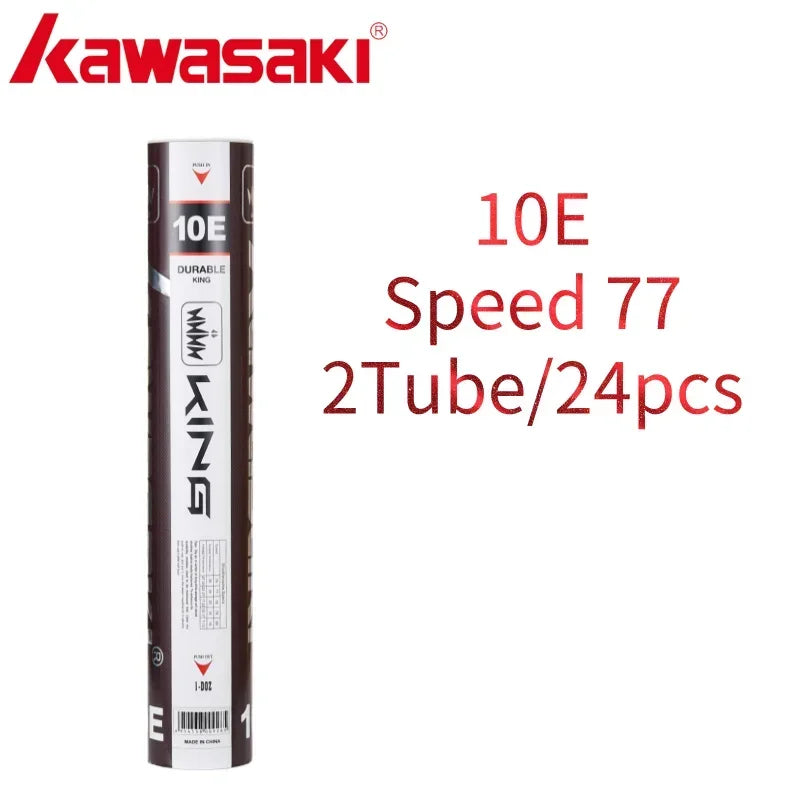 Kawasaki King Series 8E/10E Club & Training Badminton Shuttlecocks – Goose Feather, Speed 76/77