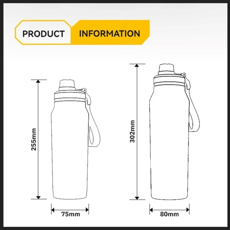 Insulated Water Bottle with Handle – Stainless Steel Vacuum Flask for Outdoor Sports