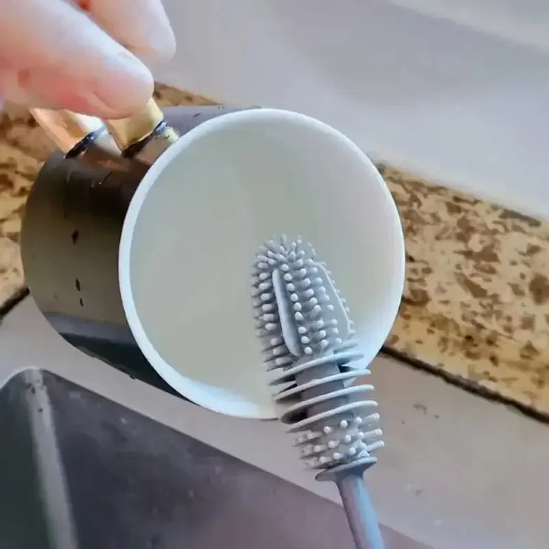Silicone Bottle Brush - Long Handle Cleaning Brush for Baby Bottles, Thermoses & Glassware