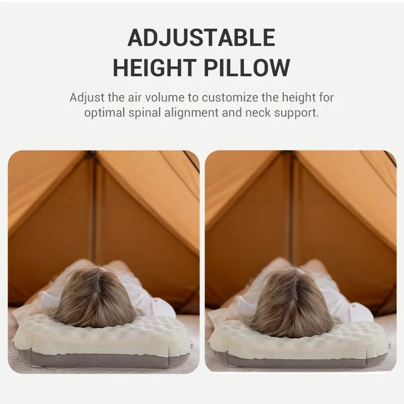 Camping Inflatable Pillow - Portable Compressible Travel Pillow for Neck Support