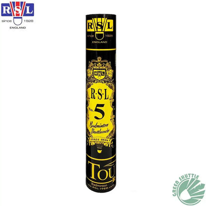 RSL badminton shuttlecock packaging with branding on a white background