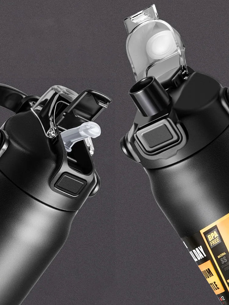 Stainless Steel Insulated Water Bottle with Straw – Vacuum Flask for Hot & Cold Drinks