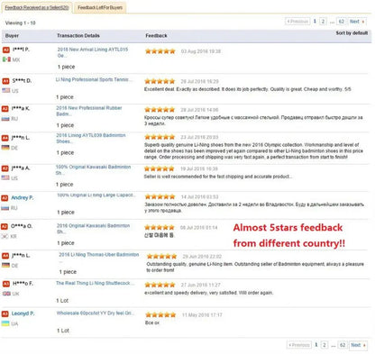 Feedback section from a transactional platform with product listings and reviews.