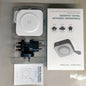 Power bank and travel charger set with packaging on a gray surface
