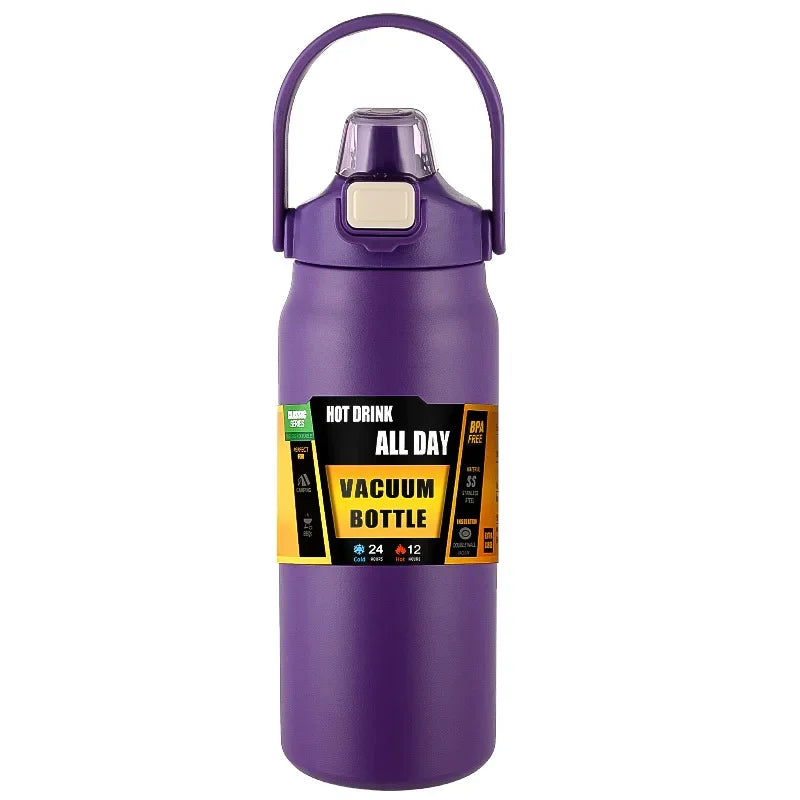 Stainless Steel Insulated Water Bottle with Straw – Vacuum Flask for Hot & Cold Drinks