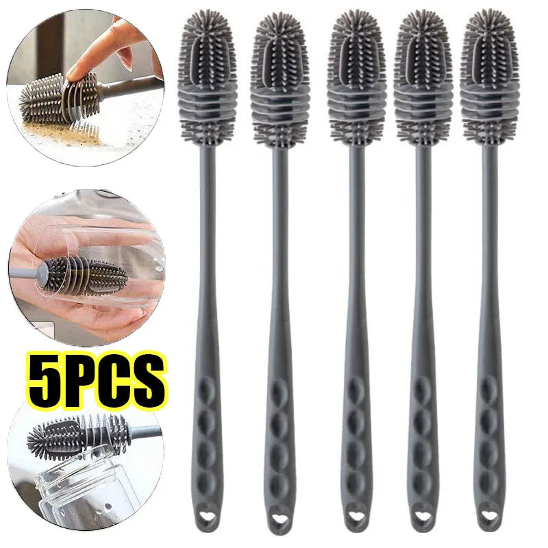 Silicone Bottle Brush - Long Handle Cleaning Brush for Baby Bottles, Thermoses & Glassware