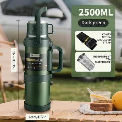Large Stainless Steel Vacuum Thermos Flask – Double Walled Insulated Bottle for Hot & Cold Drinks