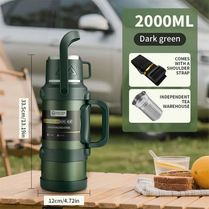 Large Stainless Steel Vacuum Thermos Flask – Double Walled Insulated Bottle for Hot & Cold Drinks