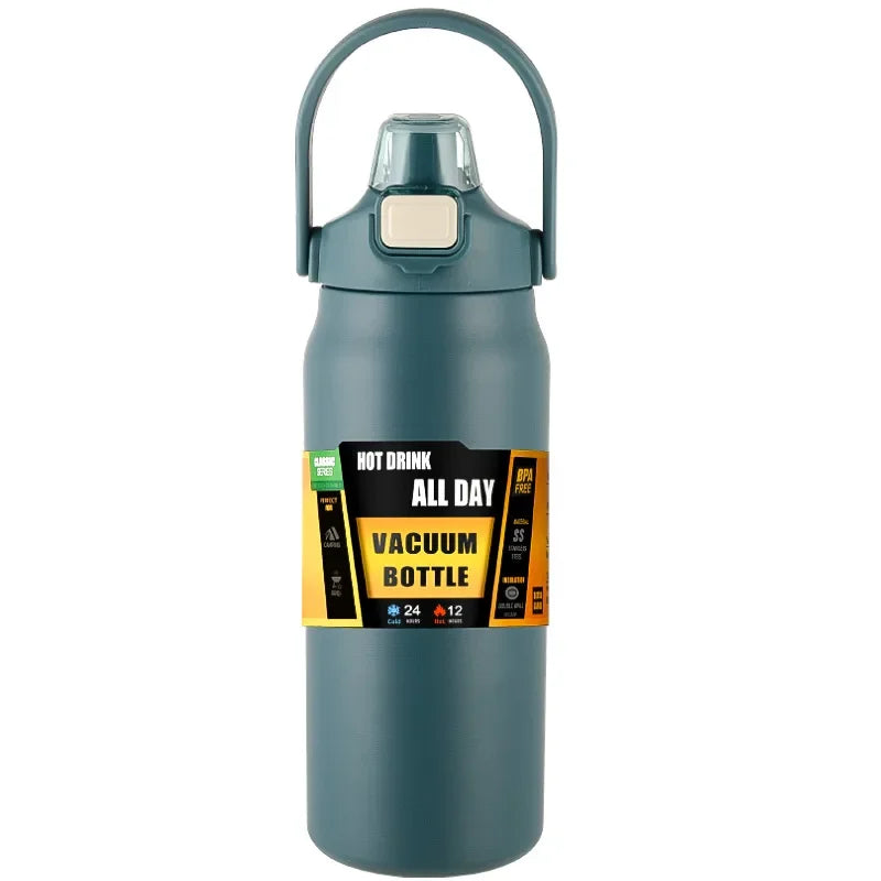 Stainless Steel Insulated Water Bottle with Straw – Vacuum Flask for Hot & Cold Drinks