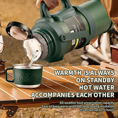 Large Stainless Steel Vacuum Thermos Flask – Double Walled Insulated Bottle for Hot & Cold Drinks